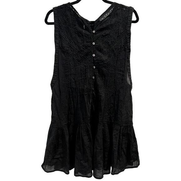 Free People Top Blouse Womens Small Black Lace Sleeveless Coquette Whimsigoth - Picture 1 of 8